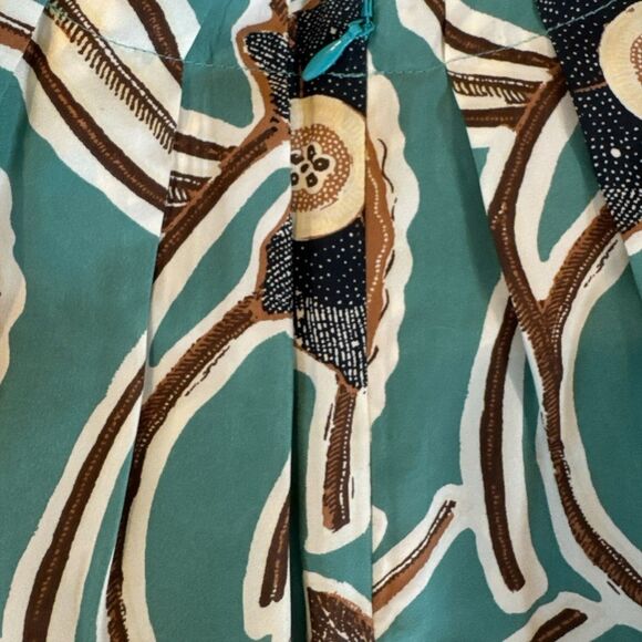 Ulla Johnson Jamilah Puff Short Sleeve‎ Silk Blouse Topaz-Navy-Tan Sz 2  EUC - Picture 5 of 10